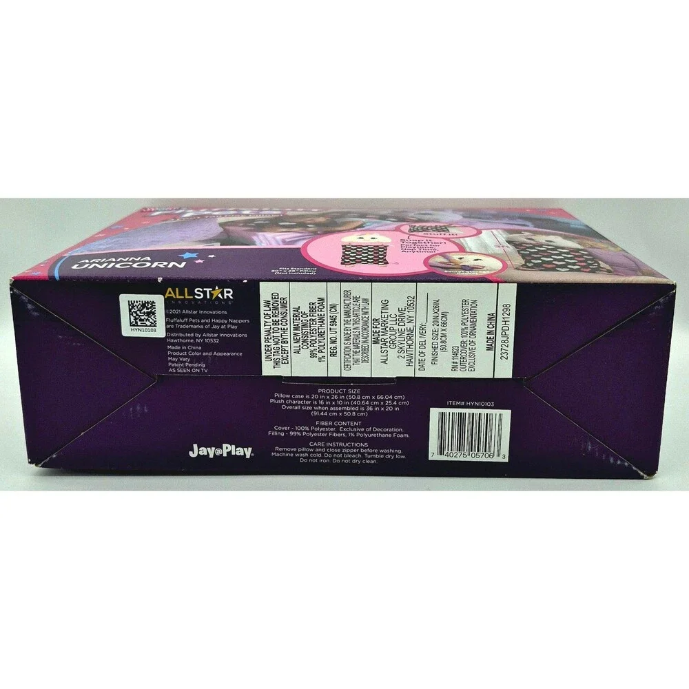 NEW Happy Nappers Fluffaluff Pets Arianna Unicorn 3ft Play Pillow Secret Pocket